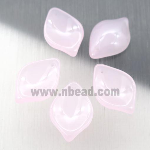 pink jadeite glass leaf beads