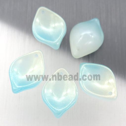 teal jadeite glass leaf beads