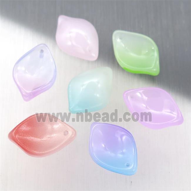 jadeite glass leaf beads, mixed color