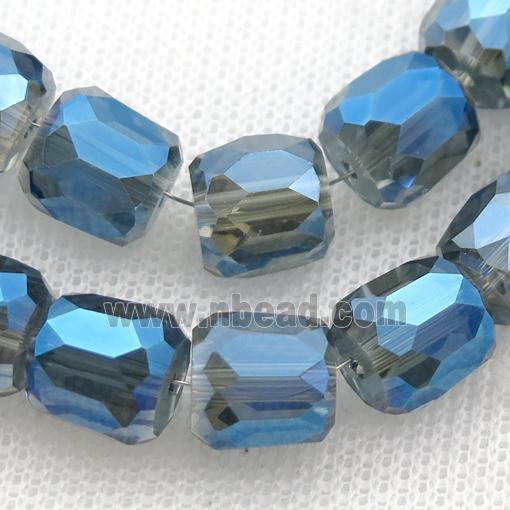 blue Crystal Glass Beads, faceted barrel