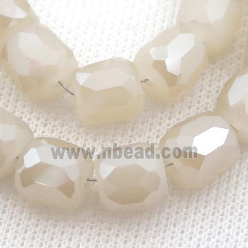 Jadeite Glass Beads, faceted barrel