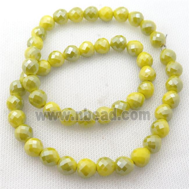 yellow Jadeite Glass Beads, faceted teardrop