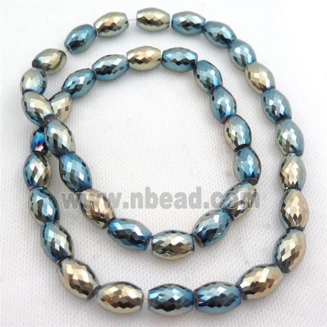 Crystal Glass Beads, faceted barrel