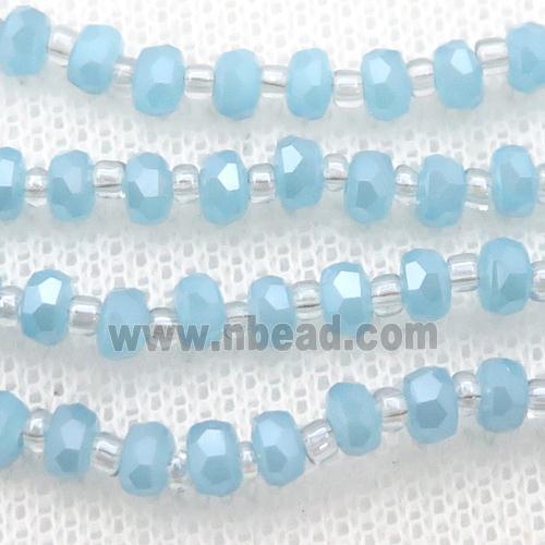 blue Jadeite Glass Beads, faceted rondelle