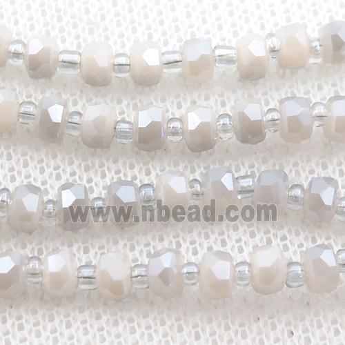 Jadeite Glass Beads, faceted rondelle