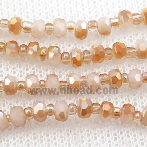 peach Jadeite Glass Beads, faceted rondelle