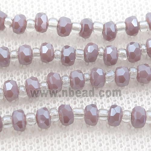 purple Jadeite Glass Beads, faceted rondelle