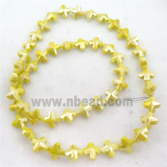 yellow Crystal Glass cross Beads