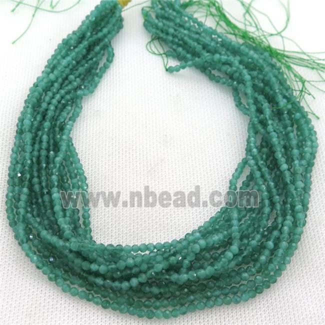 green Cat eye stone Beads, faceted round