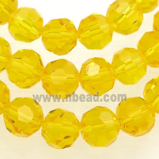 yellow Crystal Glass Beads, faceted round