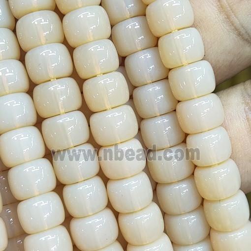 peach Jadeite Glass beads, barrel