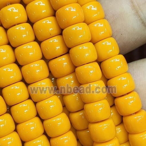 orange Jadeite Glass beads, barrel