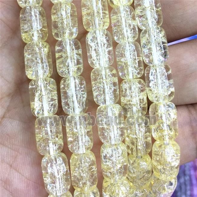 yellow Crackle Crystal Glass barrel beads