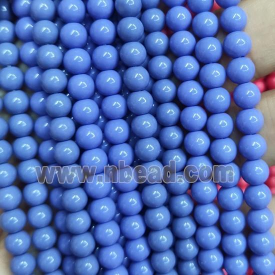 blue Lacquered Glass Beads, round