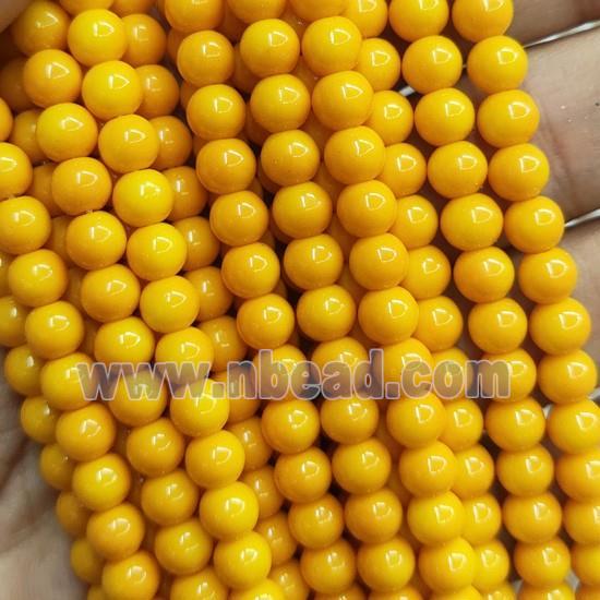 orange Lacquered Glass Beads, round