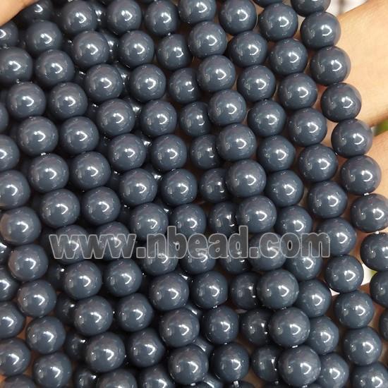 darkgray Lacquered Glass Beads, round