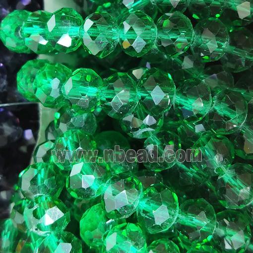 Green Chinese Crystal Glass Beads Faceted Rondelle