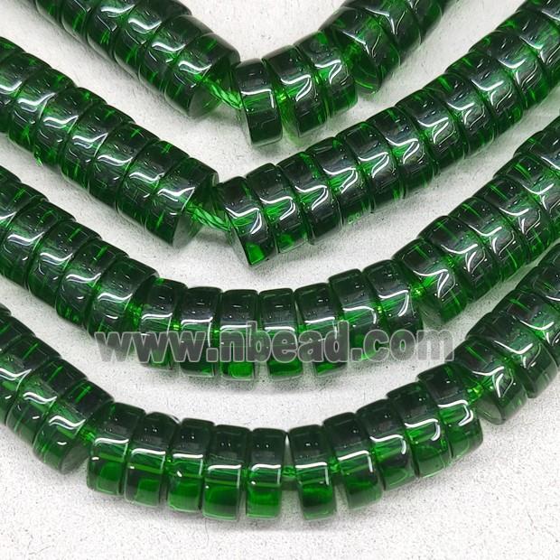 Green Crystal Glass Heishi Spacer Beads