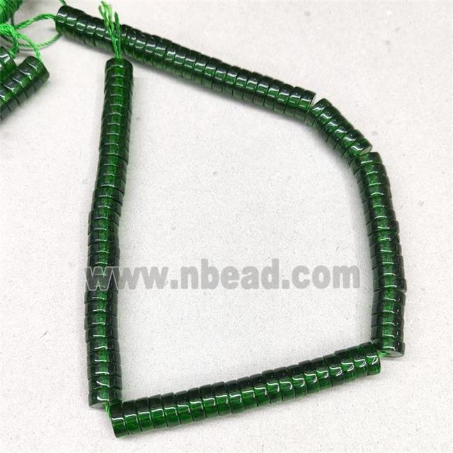 Green Crystal Glass Heishi Spacer Beads