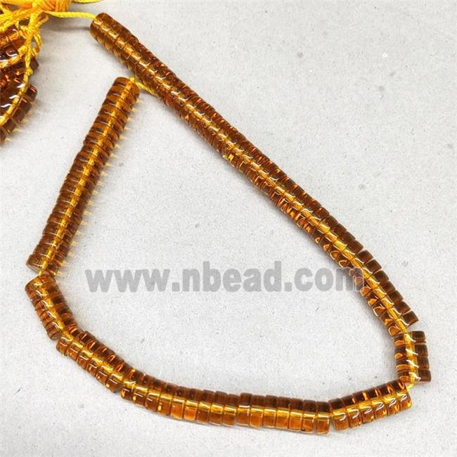 Orange Crystal Glass Heishi Spacer Beads