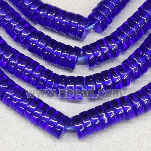 LapisBlue Crystal Glass Heishi Spacer Beads