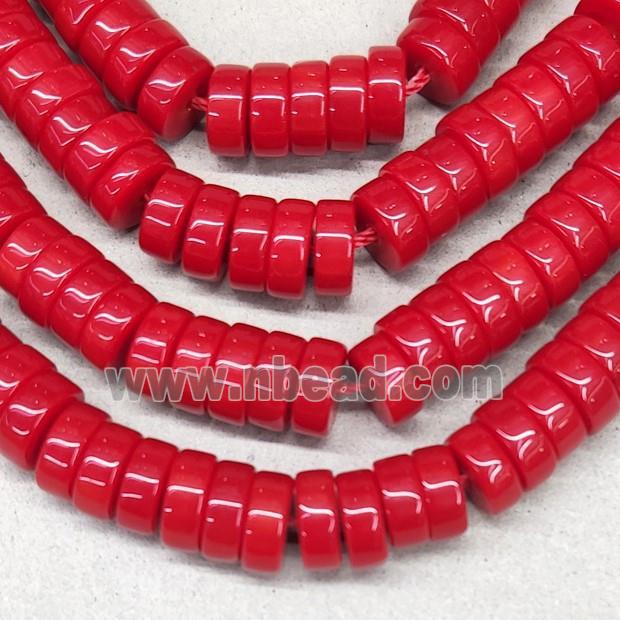 Red Jadeite Glass Heishi Spacer Beads