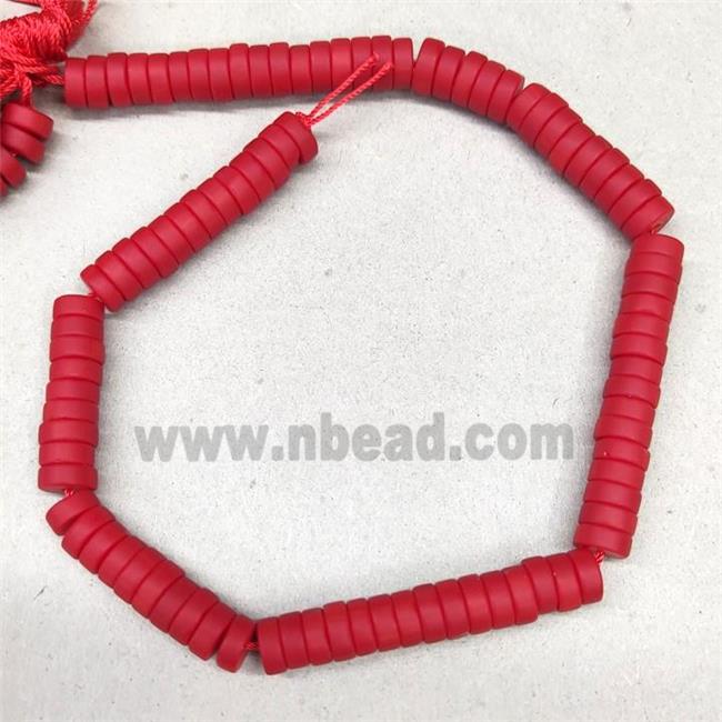 Red Jadeite Glass Heishi Spacer Beads Matte