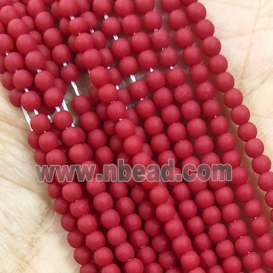 Red Glass Seed Beads Round Matte