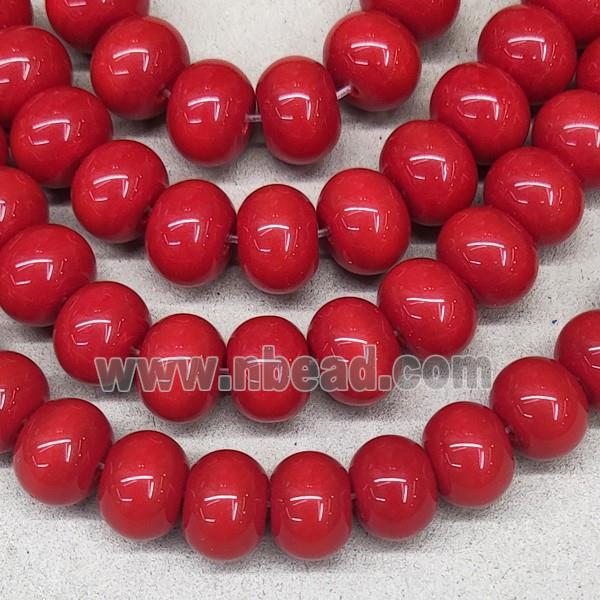 Red Jadeite Glass Rondelle Beads