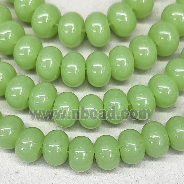 Green Jadeite Glass Rondelle Beads