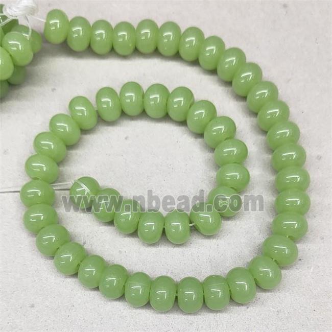 Green Jadeite Glass Rondelle Beads