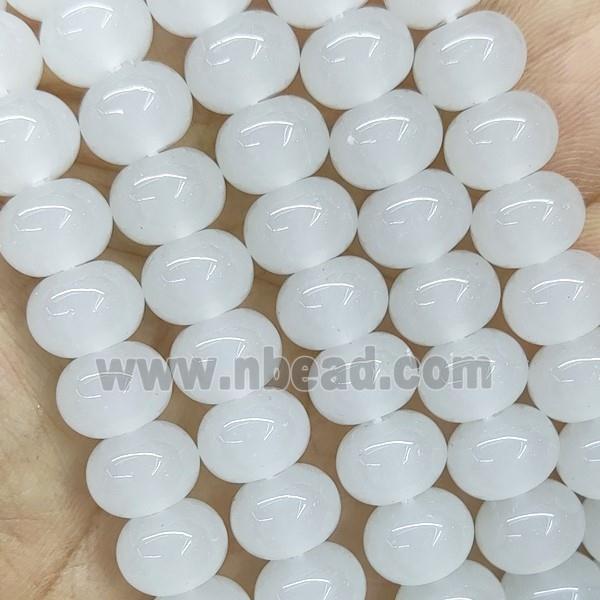 White Jadeite Glass Rondelle Beads Smooth