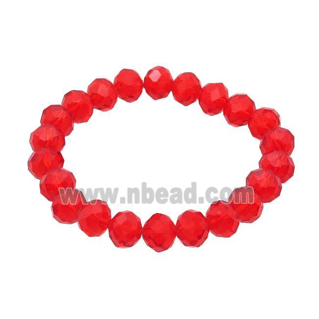 Red Crystal Glass Bracelet Stretchy Faceted Rondelle