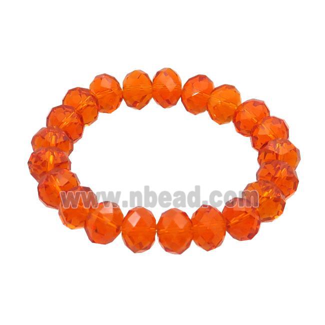 Orange Crystal Glass Bracelet Stretchy Faceted Rondelle