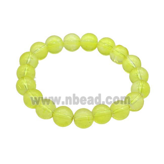 Olive Crystal Glass Bracelet Stretchy Smooth Round