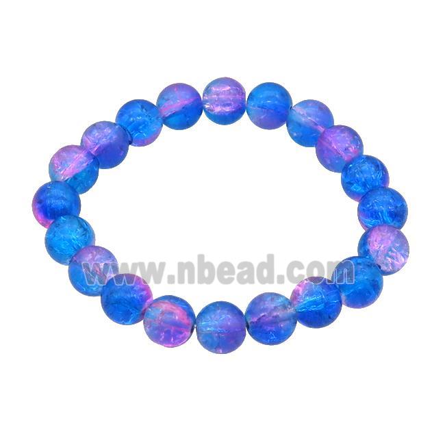 Crackle Glass Bracelet Stretchy Smooth Round