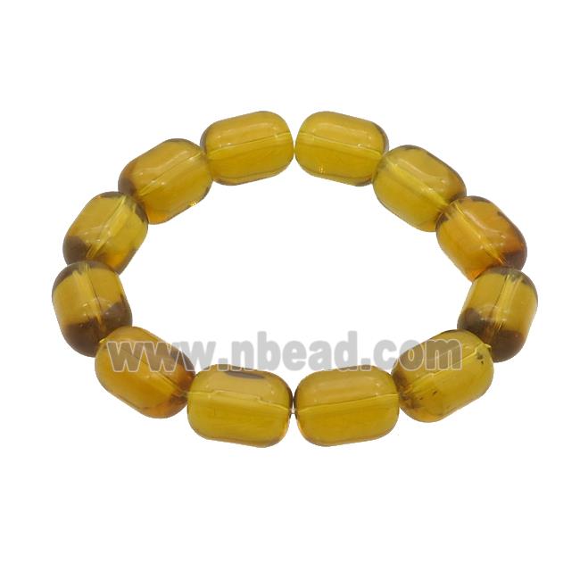 Yellow Crystal Glass Bracelet Stretchy Barrel