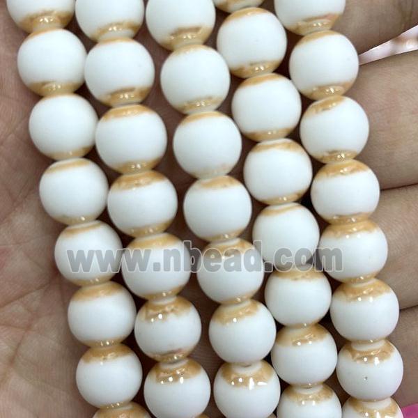 White Jadeite Glass Beads Smooth Round