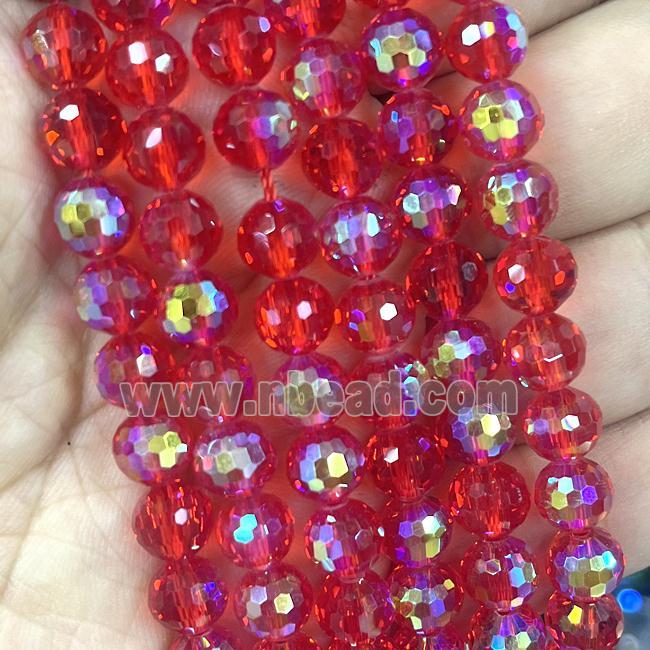 Crystal Glass Beads Faceted Round Red AB-Color