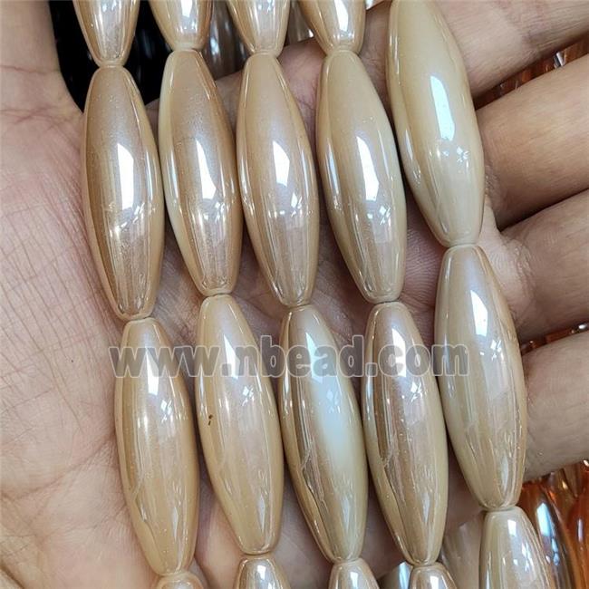 Cream Crystal Glass Rice Beads