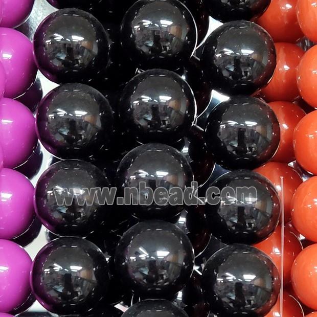 Black Resin Beads Smooth Round