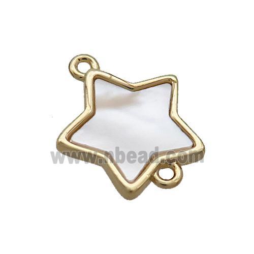 Copper Star Connector Pave Shell Gold Plated