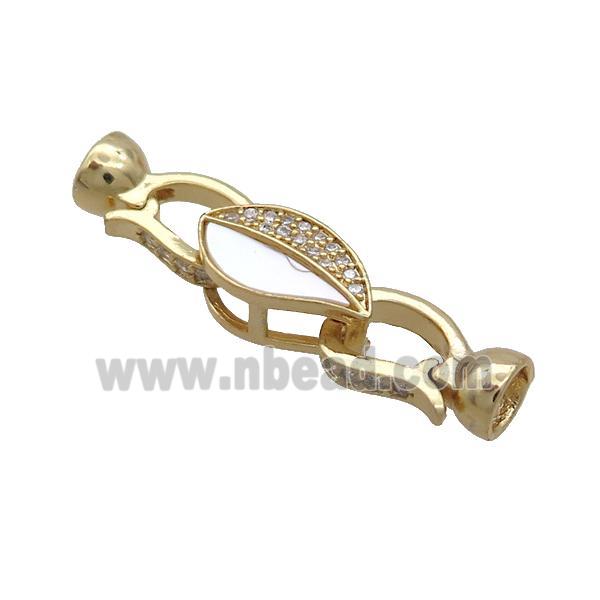 Copper Clasp Pave Shell Zircon Gold Plated