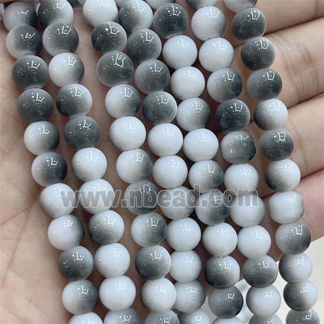 Ceramic Glass Beads Smooth Round Black White