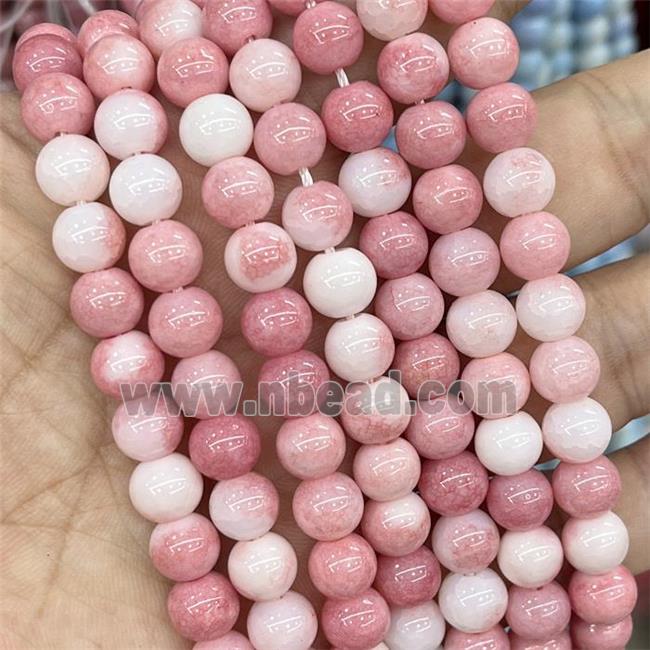 Ceramic Glass Beads Smooth Round Pink