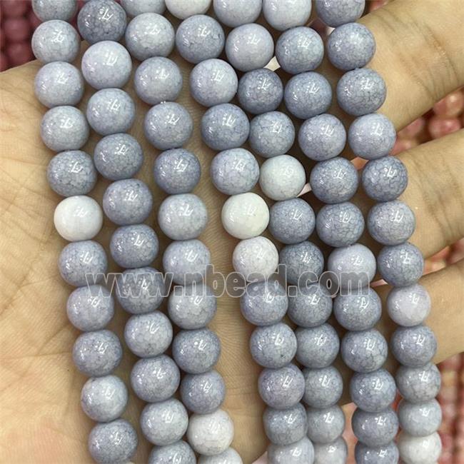 Ceramic Glass Beads Smooth Round Gray