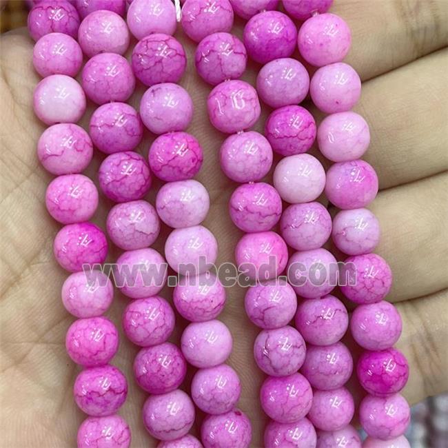 Ceramic Glass Beads Smooth Round Hotpink