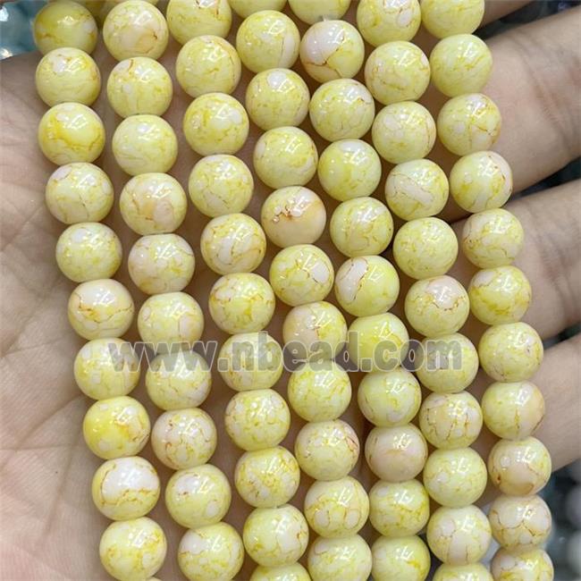 Yellow Glass Beads Smooth Round