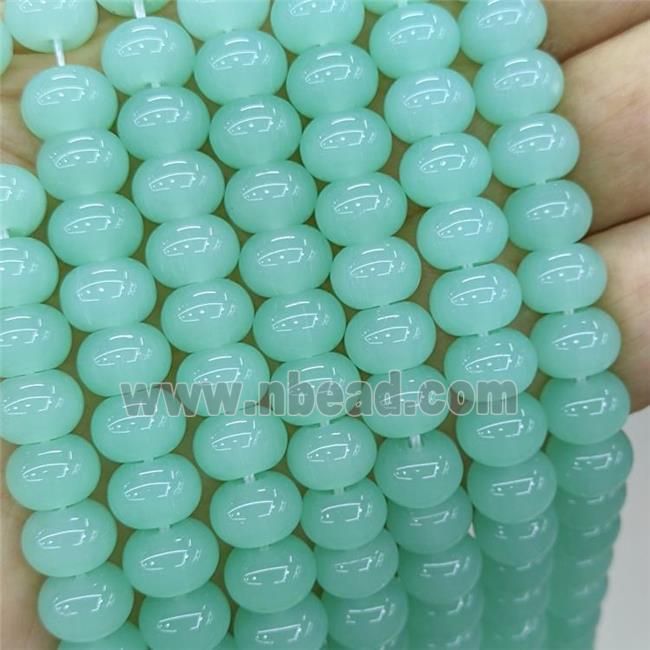 Jadeite Glass Beads Green Dye Smooth Rondelle