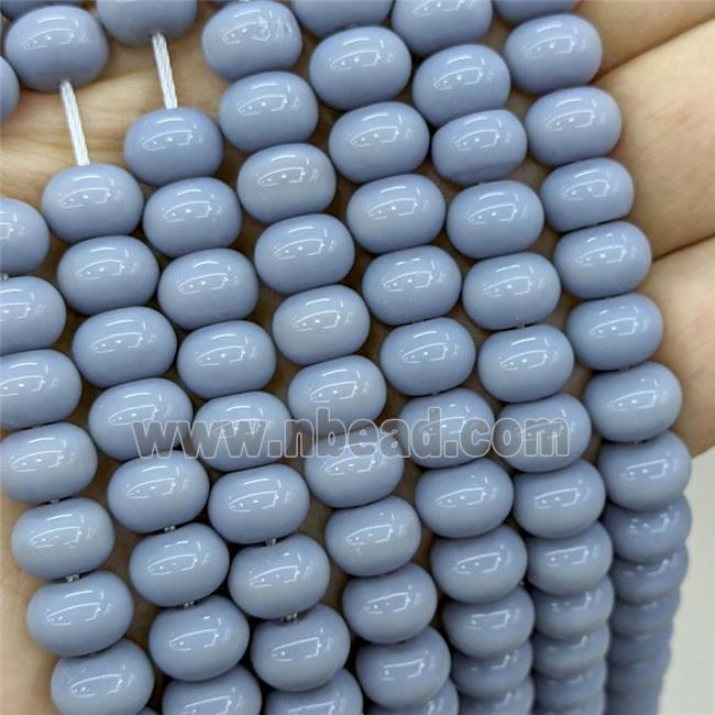 Jadeite Glass Beads SilverGray Dye Smooth Rondelle